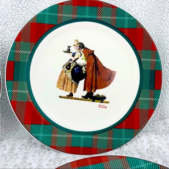 Norman Rockwell the Saturday evening post 4/piece plate set with stands - Picture 5 of 10